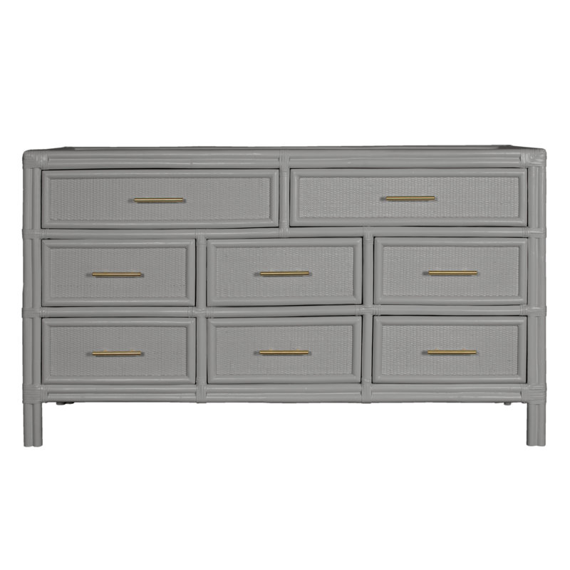 Commode double 8 tiroirs Aruba, Gris clair