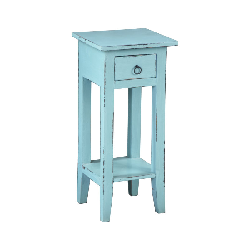 Bettie Solid Wood End Table with Storage, Beach Blue