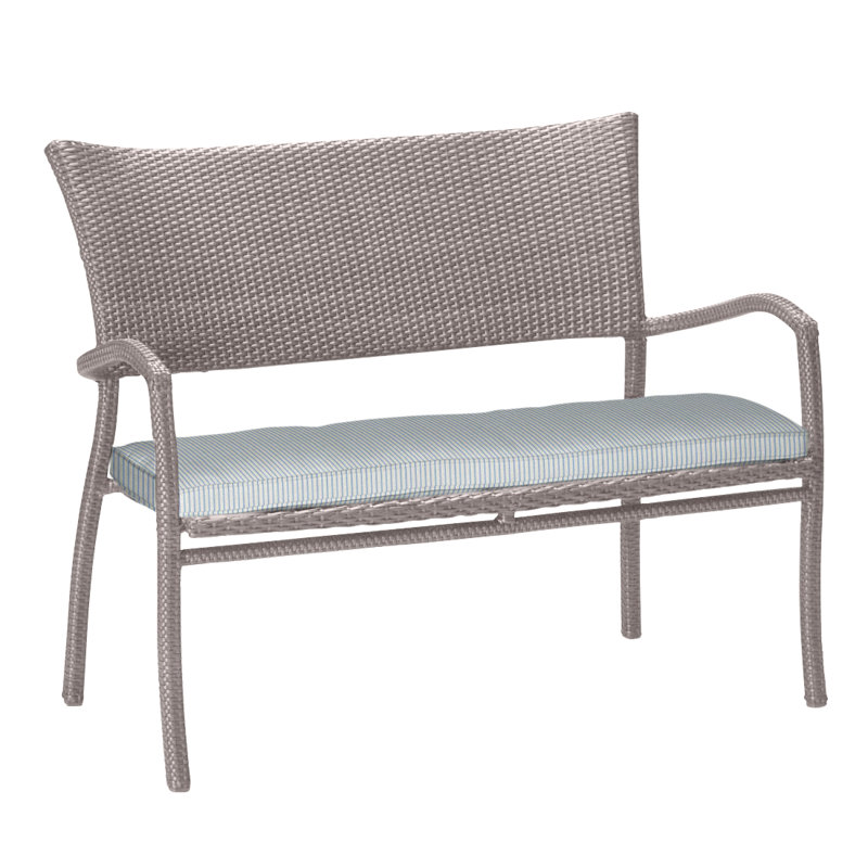 Skye Wicker Garden Bench, Black Walnut, Natural White, Welt