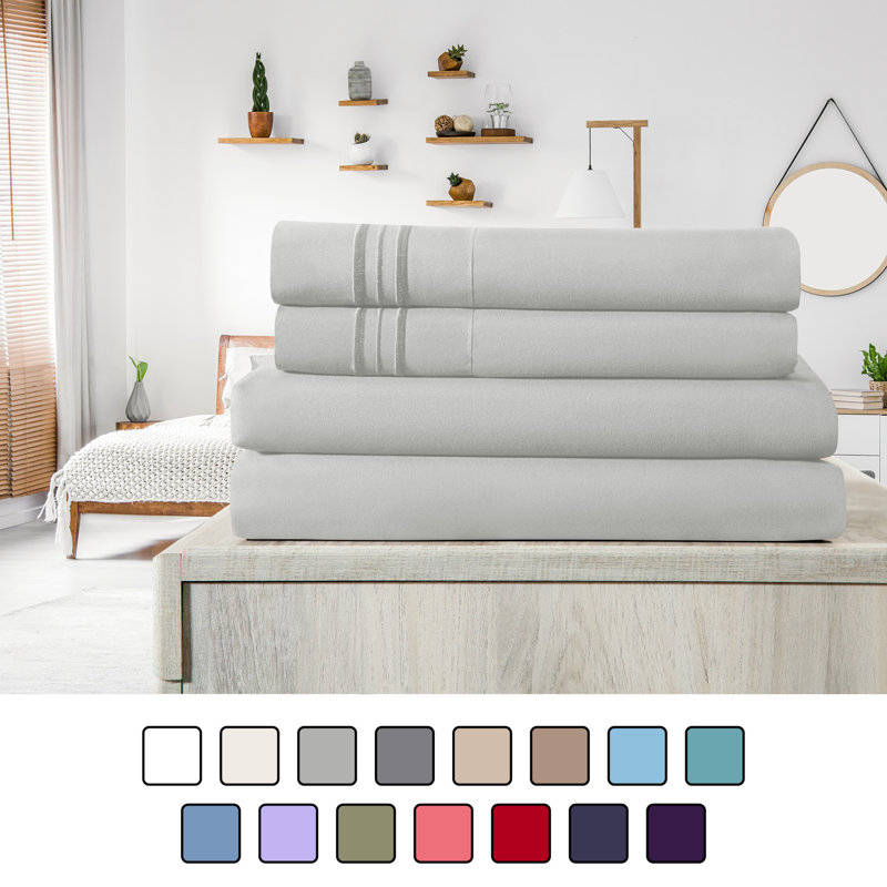 Ensemble de draps en micro-fibre, Ensemble de draps pour lit simple + drap-housse + , Gris clair