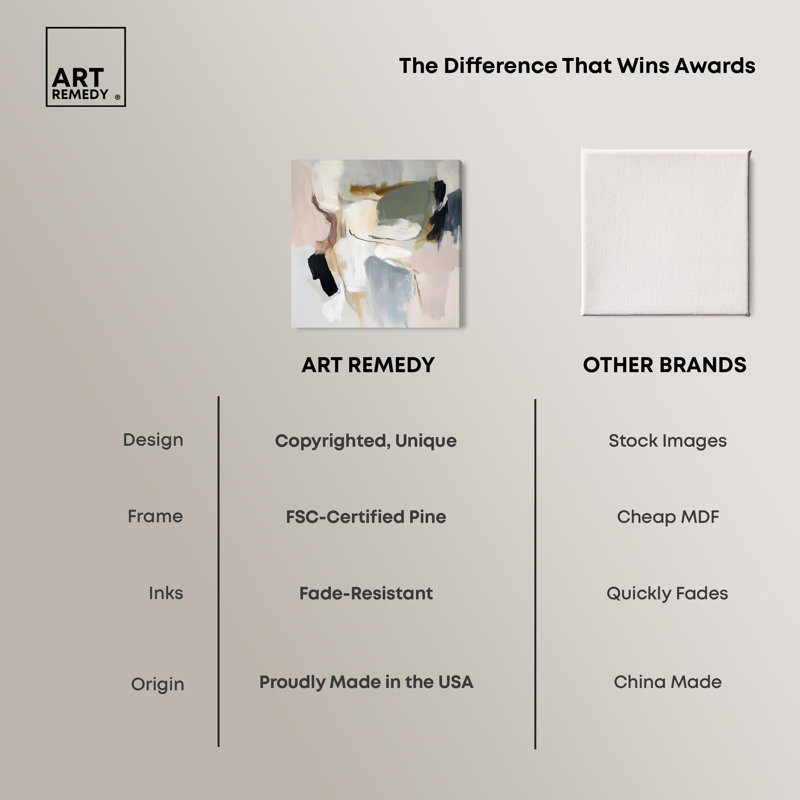 «Softened Encounters II», art abstrait neutre par Art Remedy, Toile tendue, H 30 po x l 30 po