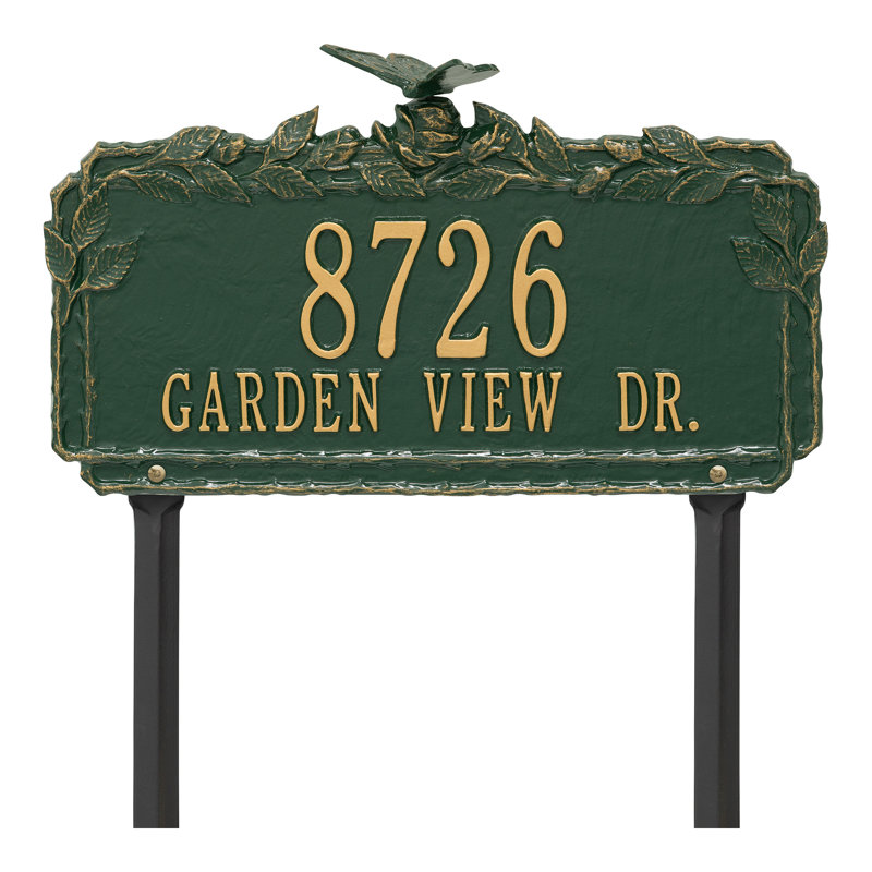 Butterfly Rose Personalized Garden Sign, Green/Gold