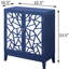 Console bleue à 2 portes - Armoire en bois et miroir pour le hall d'entrée du couloir à motif géométrique