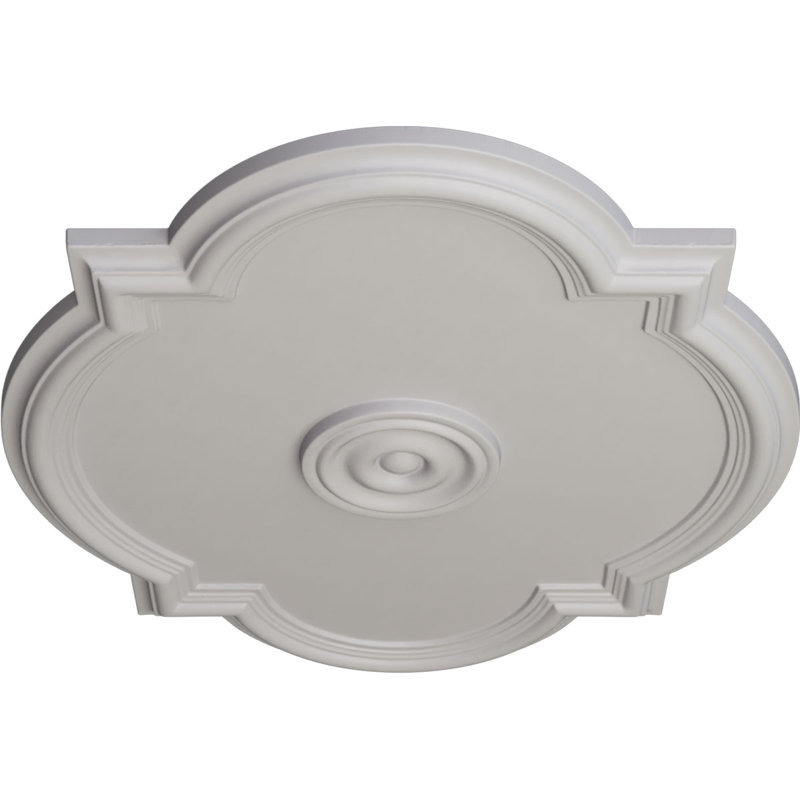 Endurathane Waltz Ceiling Medallion, 24"W x 20 1/2"H x 1 1/8"P (Fits Canopies up to 5 1/4"), Hand-Painted Ultra Pure White Finish