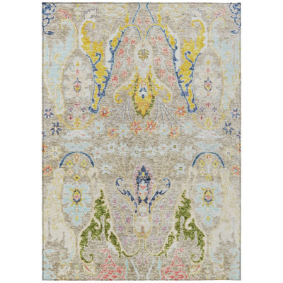 Machine Washable Indoor/Outdoor Xhevrie Beige Rug