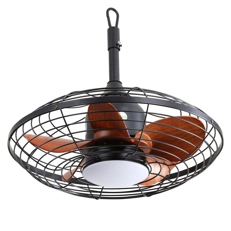 20 Inch Downrod Mount Ceiling Fan Led 18W 3Cct 5 Abs Blades Dc Motor With Hanging And Hook For Outside Patios Pergola