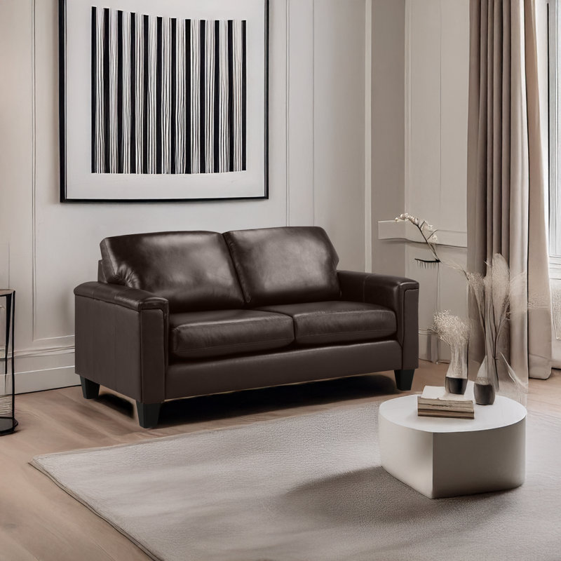 Ensemble de salon en cuir véritable 2 pièces Deboer, Cuir assorti espresso