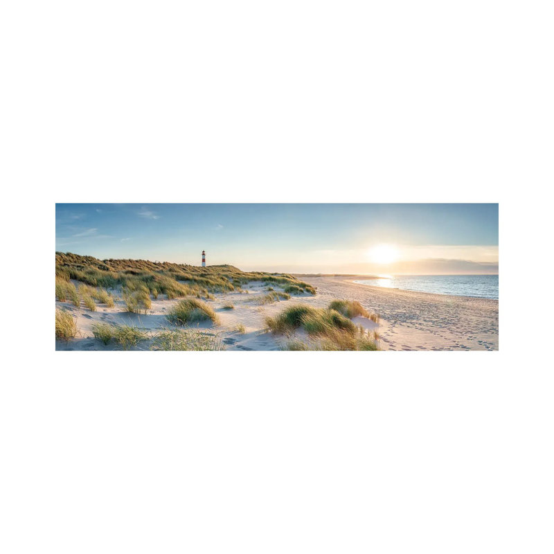 Sylt At Sunset With Lighthouse List Ost, Schleswig-Holstein, Germany by Jan Becke - Wrapped Canvas Panoramic Print