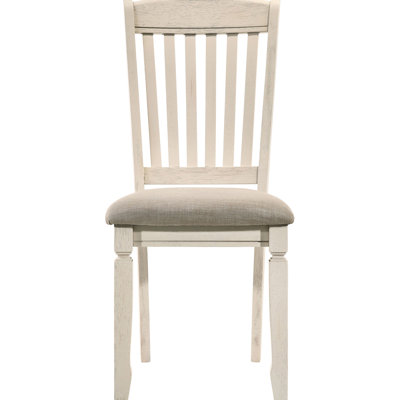 2 chaises de salle à manger brun clair et crème - Style traditionnel avec siège rembourré de mousse et dossier en lattes de bois au design rustique en mousse à lattes Signal
