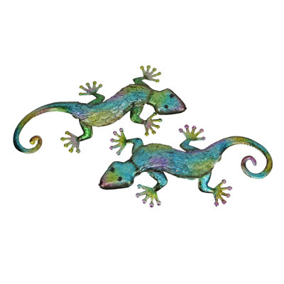 2 Piece Metal Gecko Lizard Wall Décor Set