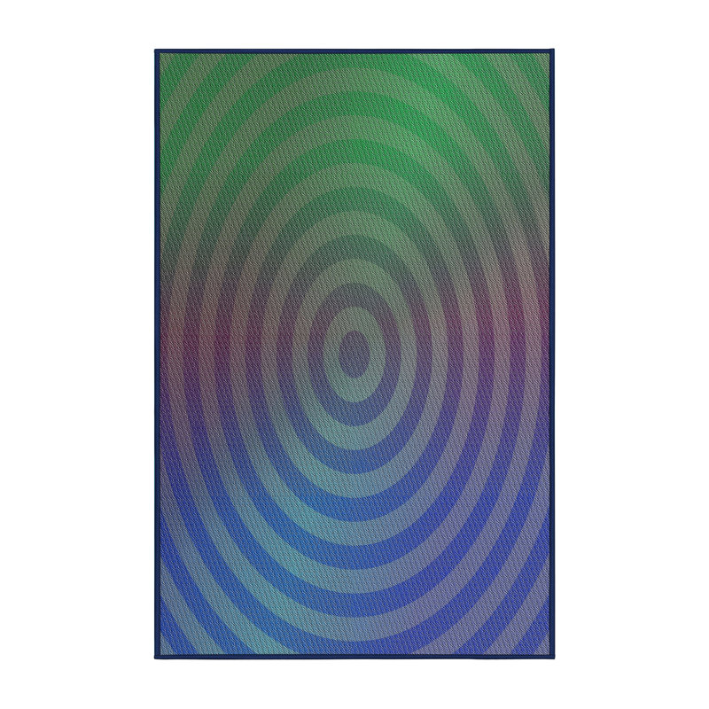 Tapis bleu/rouge/vert à motif, Rectangle 5 pi x 7 pi