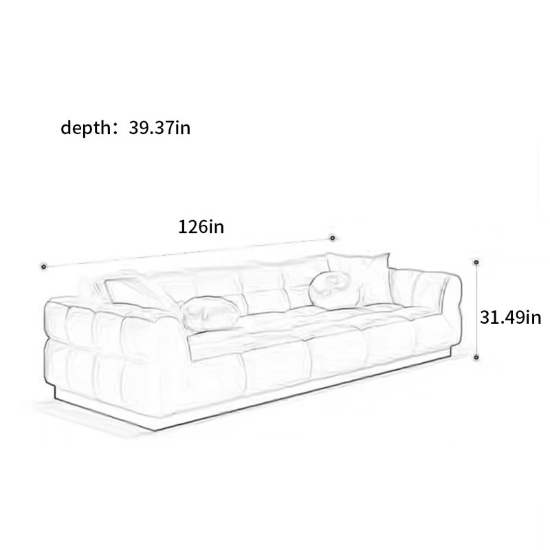 canapé de style guimauve simple et moderne, H 31,49 po x l 126 po x P 39,37 po, 5