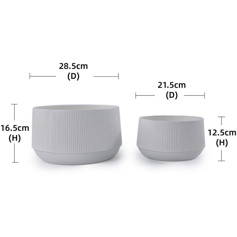 Ensemble de 2 pots de fleurs blanc brillant