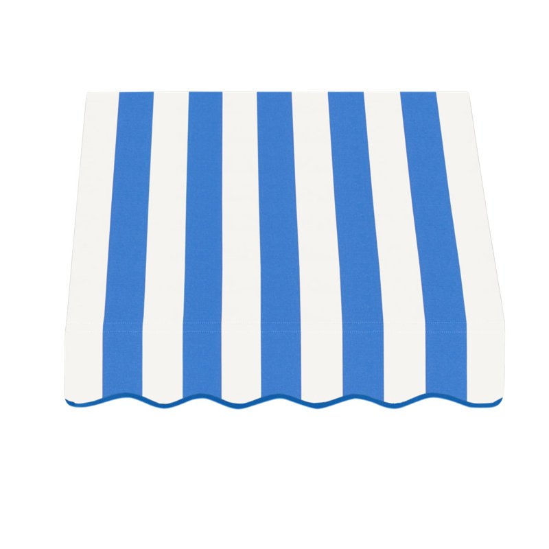 Auvent fixe en tissu acrylique San Francisco Awntech, H 31 po x l 52,5 po x P 24 po, Rayures bleu vif / blanc