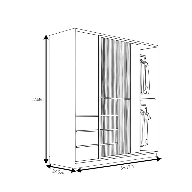 Garde-robe de luxe léger, H 82,68 po x l 55,12 po x P 23,62 po