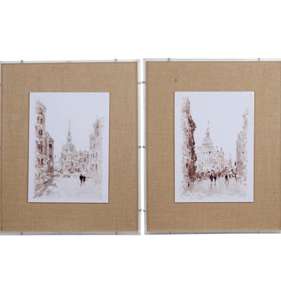 S/2 24X30" European Urban Watercolorframed Decor - Living Room, Bedroom, Dining Kitchen, Hallway Recreate 24X30" Cities Prints Elevate Your Home Dining,
