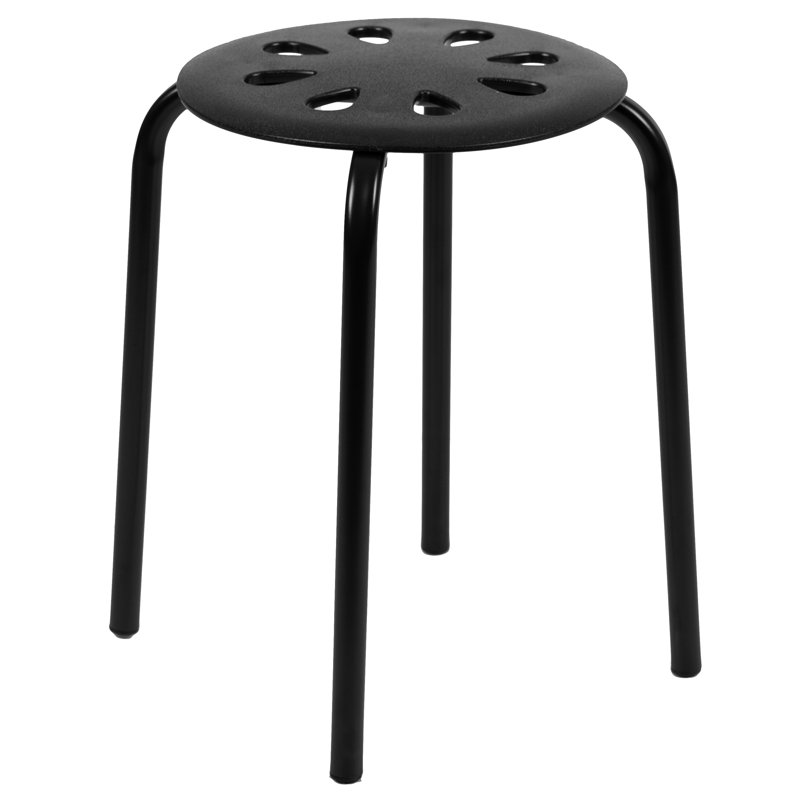 Tabourets en plastique - école / bureau / maison, hauteur 17,5 po, Noir