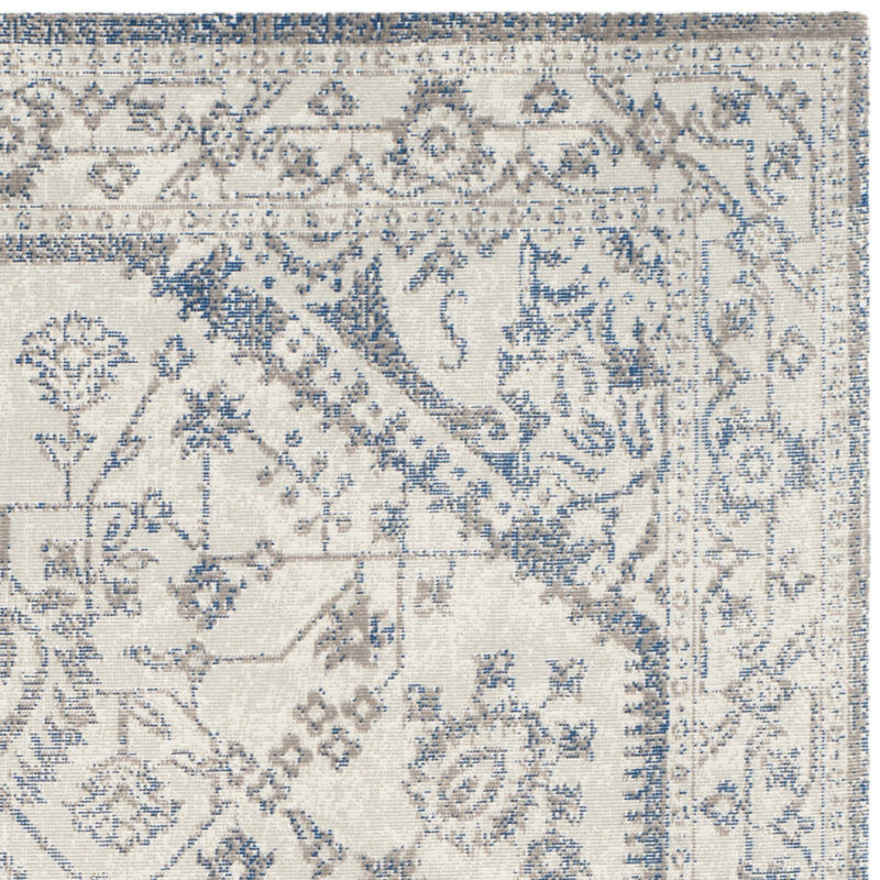 Tapis gris clair/bleu oriental Chewning, Rectangle 3 pi x 5 pi