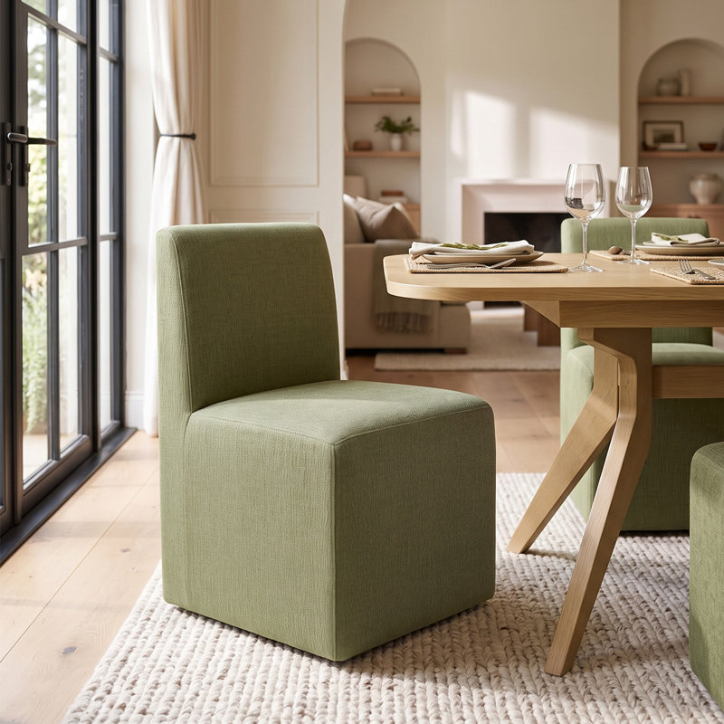 Ensemble de table de salle à manger extensible en placage de bois de 78 à 96 po avec 6 chaises à roulettes en mélange de lin