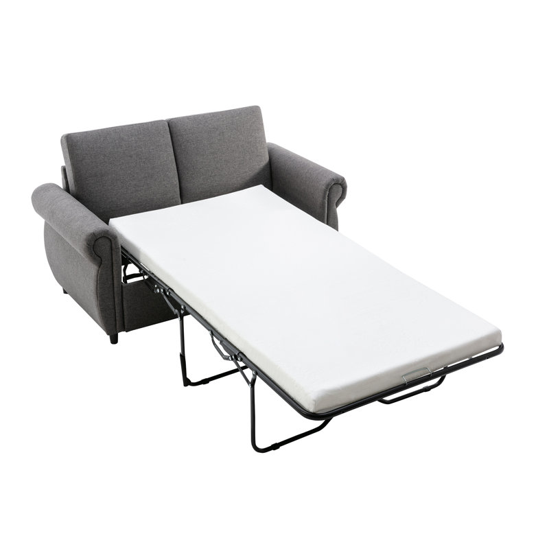 Canapé-lit escamotable avec deux ports USB, Gris