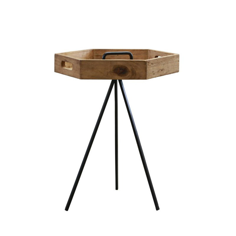Table d'appoint hexagonale en pin recyclé
