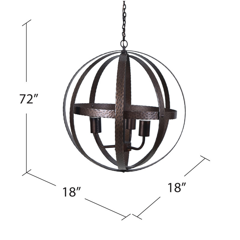 Luminaire sphère suspendu 3 lumières lanterne Gaskill