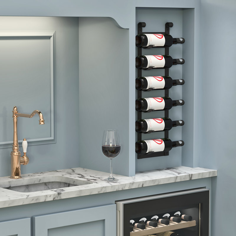 Muir 6 Bottle Wall Mounted Wine Bottle Rack in Black