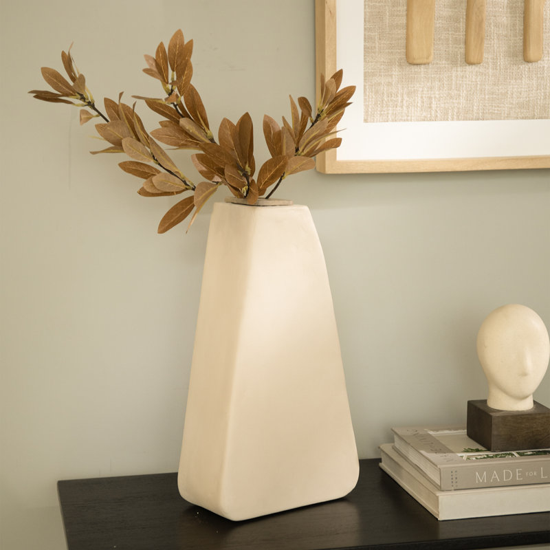 Fable Large Boxy Ecomix Table Vase with Wooden Frame Detail and Matte Finish, 16