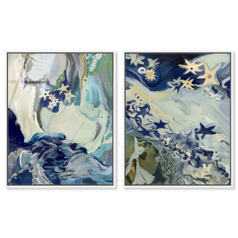Mermaid Dream Set High-Gloss Frameless Acrylic Glass Wall Art Animals Print by Oliver Gal, Ready to Hang, 16 x 20