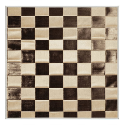 Tapis beige à carreaux lavable à la machine