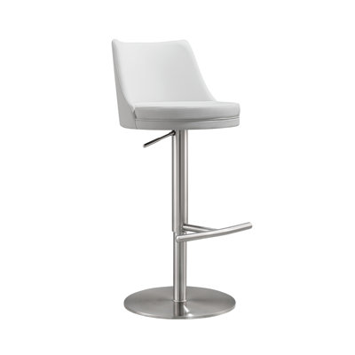Upholstered Adjustable Height Counter Stool with Metal Frame