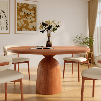 Round Solid Wood Dining Table For 4/6/8 Dining Room Kitchen Office Party Restaurant Breakfast Gatherings