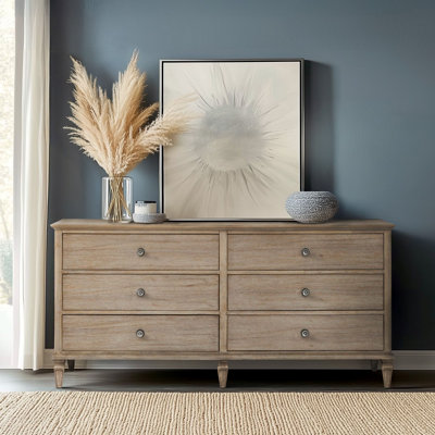 Victoria Light Natural 6-Drawer Double Wide Wood Dresser