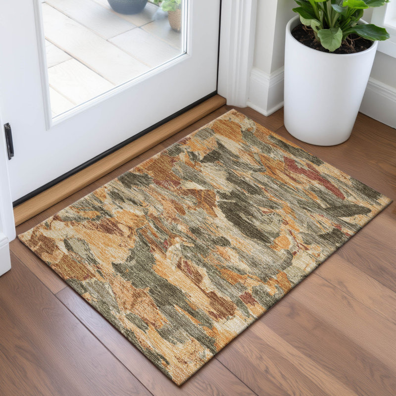 Premium Machine Washable Kumbhar AMF1344 Abstract Rug, Rectangle 1'8" x 2'6"