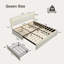 Structure de grand lit avec 4 tiroirs de rangement, lumières DEL et ports USB, support de lattes en bois massif tapissier, beige-1902321498-1902321500