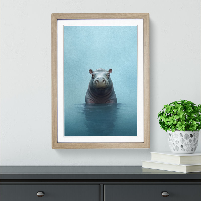 Hippo Minimalism - Framed Print