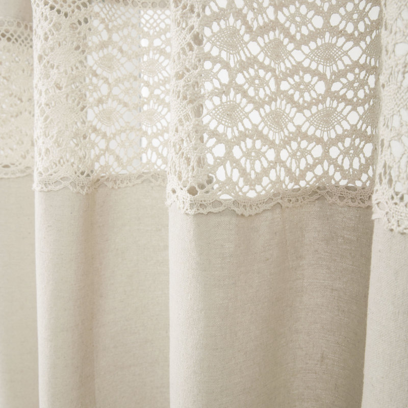 Dana Lace Cotton Blend Shower Curtain, Neutral