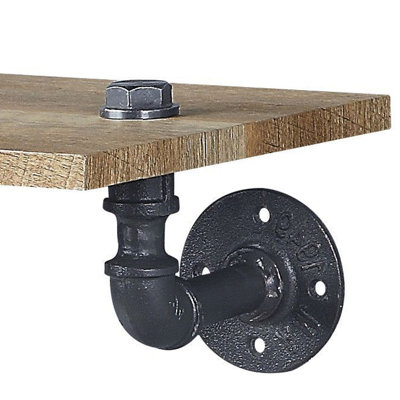 Oak and Sandy Black Rectangle Wall Shelf