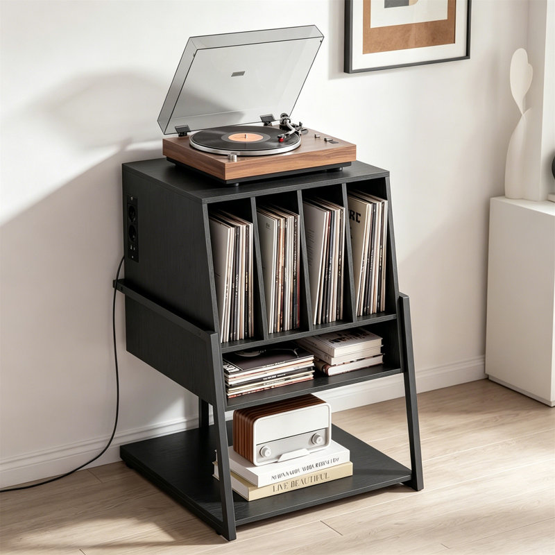 MDF 76.5cm H Media Shelves, Black