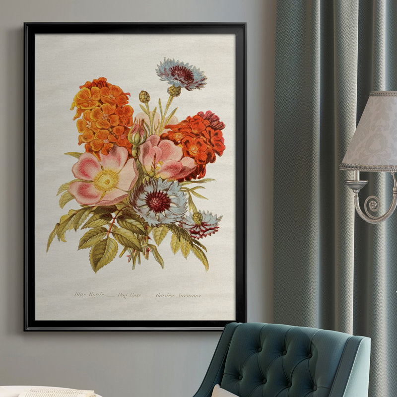 Antique Floral Bouquet II, toile encadrée de qualité supérieure - prête à être accrochée, Noir