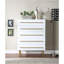 Commode contemporaine à 5 tiroirs avec détails dorés, commode 1 pièce pour chambre à coucher, unité de rangement en bois, blanc-275836187