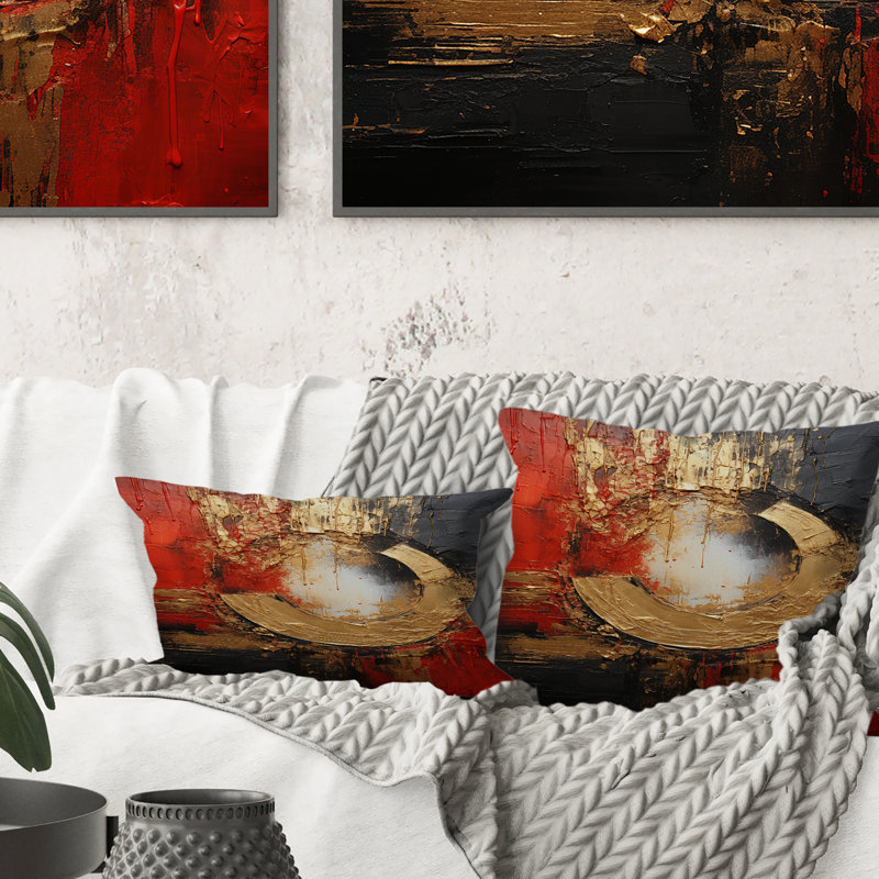 Coussin décoratif Red Gold Fusion Spiral II - Abstract Spirals, 18" x 18"