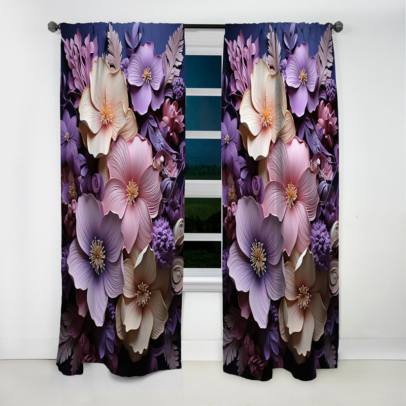 Rideau occultant floral Gilbertson - Hibiscus - 1 panneau, L 52 po x L 90 po