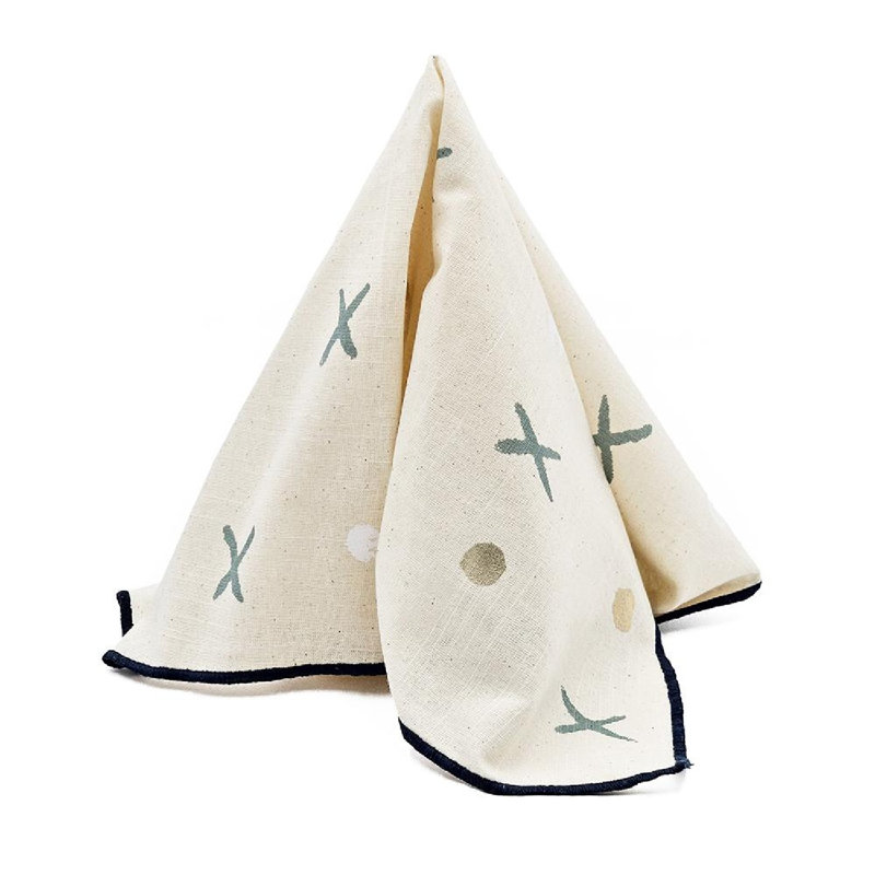 Gray and Blue Linen Napkins Set of 8 - 17 inch