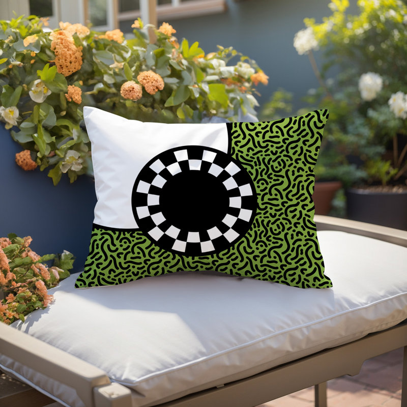 Coussin lombaire réversible Vibra Abstract, Rectangle H 18 po x l 25 po, Chartreuse
