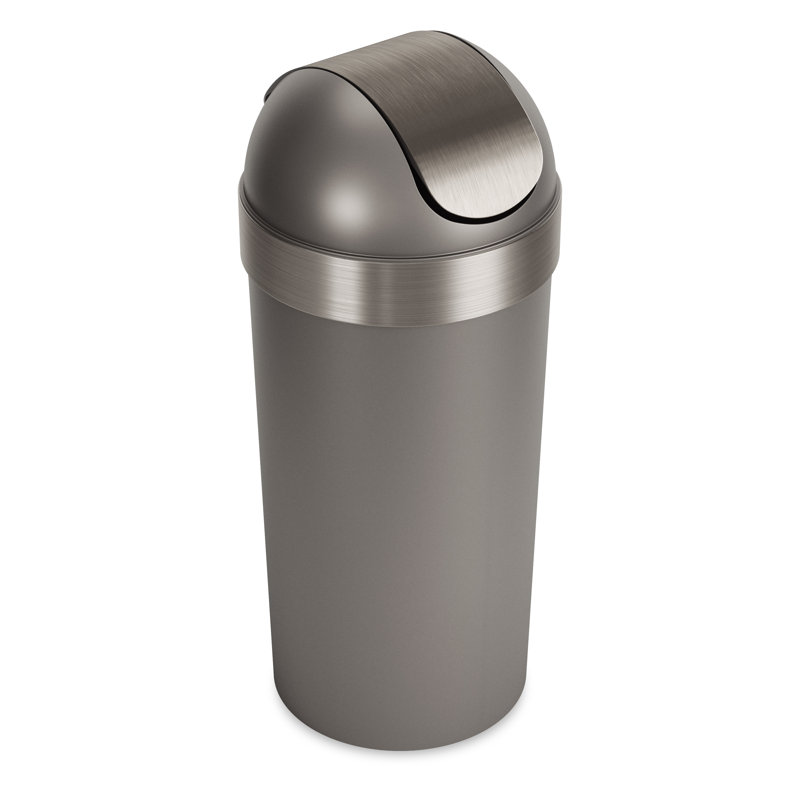 Pewter 16-Gallon Swing Top Kitchen Trash Can
