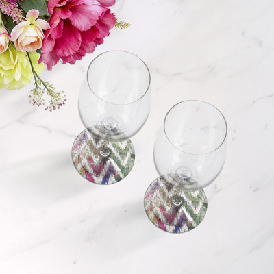 Chevron Richesse Vegan Leather Round Coasters