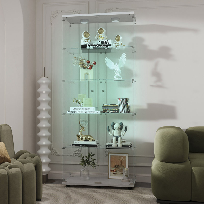 Vitrine en verre trempé avec lumières, Blanc
