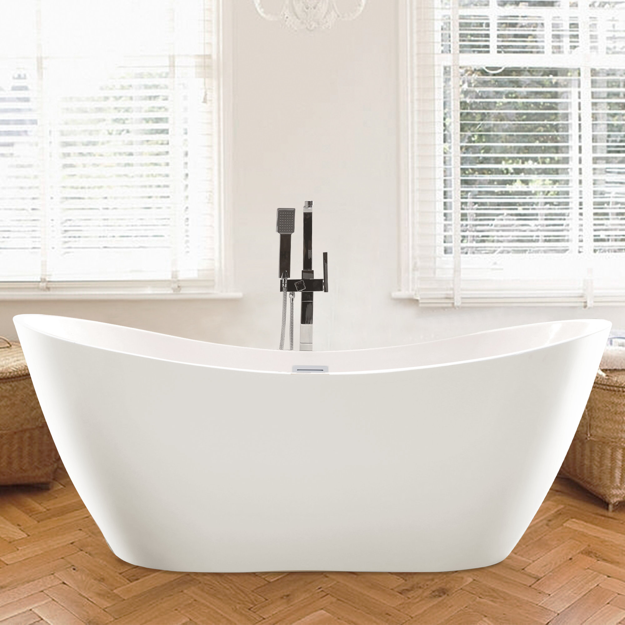 Ophelia 71" x 32'' Freestanding Soaking Acrylic Bathtub, Pure White