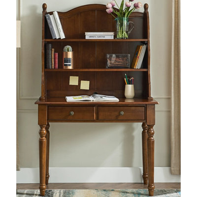 American-Style Solid Wood Desk and Bookshelf Combination with Drawers